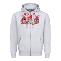 Heather Grey valentine's day gnomes Zipper Hoodie - LillyAllenDesigns