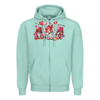 Seafoam valentine's day gnomes Zipper Hoodie - LillyAllenDesigns