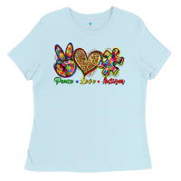 Baby Blue peace love autism Ladies Tee - Zillion Design Studio