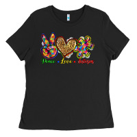 Black peace love autism Ladies Tee - Zillion Design Studio