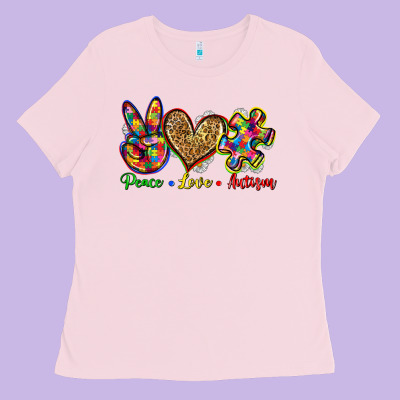 Peace Love Autism Ladies Tee Designed By Zillion Design Studio