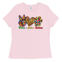 Bubblegum Pink peace love autism Ladies Tee - Zillion Design Studio