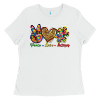 White peace love autism Ladies Tee - Zillion Design Studio