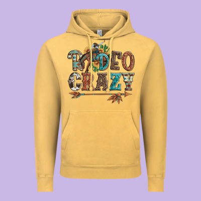 Rodeo Crazy Bucking Bronco Cowboy Vintage Hoodie Designed By Artiststas