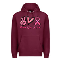 Burgundy Peace love cure Cancer Awareness Premium Hoodie - HowdyJamesFarm