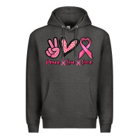 Charcoal Heather Peace love cure Cancer Awareness Premium Hoodie - HowdyJamesFarm