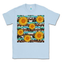 Dusty Blue sunflower western seamless revize Classic Tee - AdoDesignShop