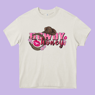 Howdy Honey Valentine's Day Heavy Core Tee Designed By Fadigitalartstudio