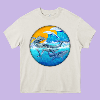 Humpback Whale Heavy Core Tee Designed By Barkaloodesign