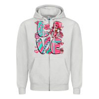 Dove Grey love with gnome Zipper Hoodie - LillyAllenDesigns
