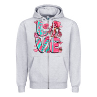 Heather Grey love with gnome Zipper Hoodie - LillyAllenDesigns