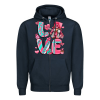 Navy love with gnome Zipper Hoodie - LillyAllenDesigns