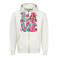 Oatmeal Heather love with gnome Zipper Hoodie - LillyAllenDesigns