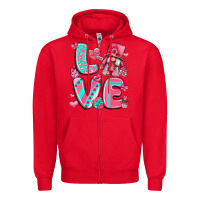 Red love with gnome Zipper Hoodie - LillyAllenDesigns