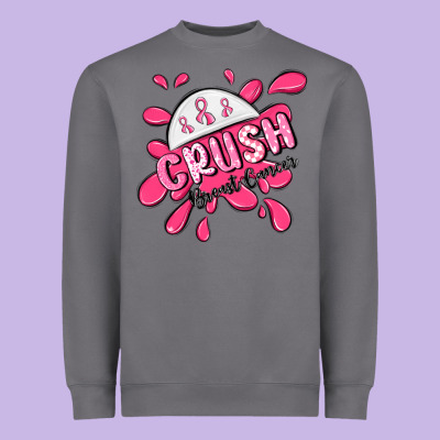 Crush Breast Cancer Heavyweight Sweatshirt Designed By Maliassmallbusiness