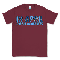 Burgundy in april we wear blue autism awareness Classic Tee - MaliasSmallBusiness