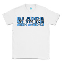 White in april we wear blue autism awareness Classic Tee - MaliasSmallBusiness