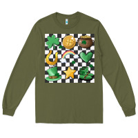 Army Green checker board lucky charms Long Sleeve Tee - MaliasSmallBusiness