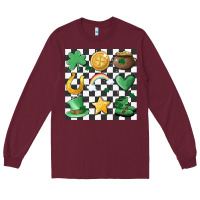 Burgundy checker board lucky charms Long Sleeve Tee - MaliasSmallBusiness