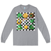 Heather Grey checker board lucky charms Long Sleeve Tee - MaliasSmallBusiness
