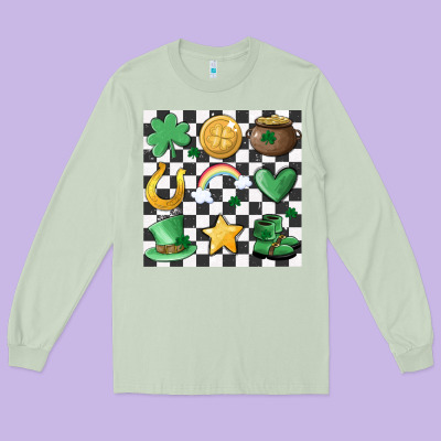 Checker Board Lucky Charms Long Sleeve Tee Designed By Maliassmallbusiness