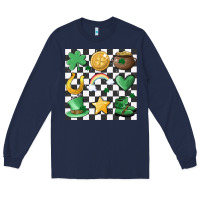 Navy checker board lucky charms Long Sleeve Tee - MaliasSmallBusiness