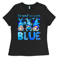 Black in april we wear blue autism gnomes Ladies Tee - Zillion Design Studio