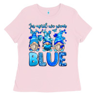 Bubblegum Pink in april we wear blue autism gnomes Ladies Tee - Zillion Design Studio