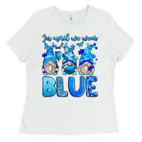 In April We Wear Blue Autism Gnomes Ladies Tee | Teevron