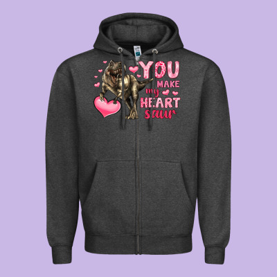 You Make My Heart Saur Zipper Hoodie Designed By Lillyallendesigns