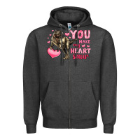 Charcoal Heather you make my heart saur Zipper Hoodie - LillyAllenDesigns