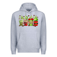 Heather Grey grinch coffee cups Premium Hoodie - texasbilliewilder