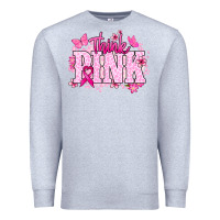 Heather Grey Think pink Premium Sweatshirt - NancyCooperArtShop