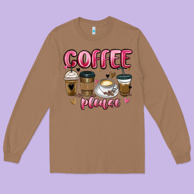 Coffee Please Long Sleeve Tee Designed By Maliassmallbusiness
