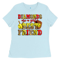 Baby Blue diamonds are a girl's best friend softball Ladies Tee - Zillion Design Studio
