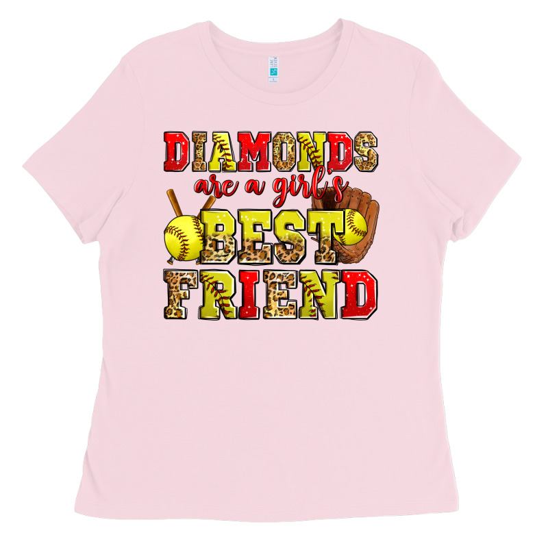 Diamonds Are A Girl's Best Friend Softball Ladies Tee by Zillion Design Studio | Teevron