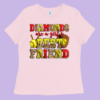 Diamonds Are A Girl's Best Friend Softball Ladies Tee Designed By Zillion Design Studio