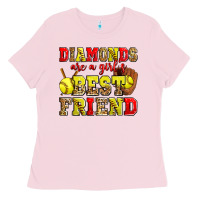 Bubblegum Pink diamonds are a girl's best friend softball Ladies Tee - Zillion Design Studio