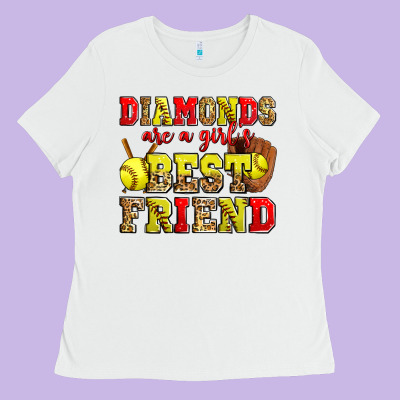 Diamonds Are A Girl's Best Friend Softball Ladies Tee Designed By Zillion Design Studio
