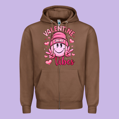 Valentine Vibes Zipper Hoodie Designed By Lillyallendesigns