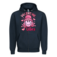 Navy valentine vibes Zipper Hoodie - LillyAllenDesigns