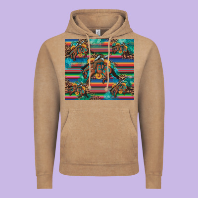 Bucking Bronco Serape Turquoise Vintage Hoodie Designed By Artiststas