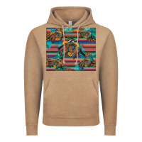 Vintage Coffee bucking bronco serape turquoise Vintage Hoodie - Artiststas