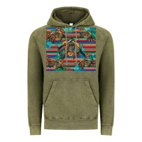 Vintage Olive bucking bronco serape turquoise Vintage Hoodie - Artiststas