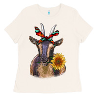 Bone sunflower aztec ribbon goat Ladies Tee - RanaPortraitStore