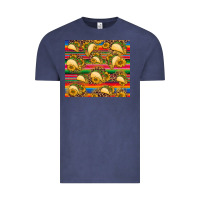 Vintage Denim tacos and sunflowers with serape leopard background Vintage Tee - BarkalooDesign