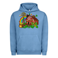 Pigment Pebble Blue St. Patrick's farm with gold Urban Hoodie - OliviaCreatesArt