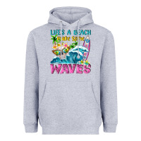 Heather Grey Life's a beach make some waves Heavyweight Hoodie - NancyCooperArtShop
