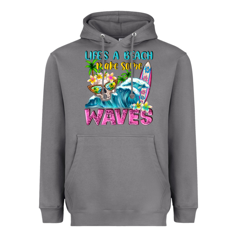 Life's A Beach Make Some Waves Heavyweight Hoodie by NancyCooperArtShop | Teevron