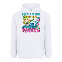 White Life's a beach make some waves Heavyweight Hoodie - NancyCooperArtShop